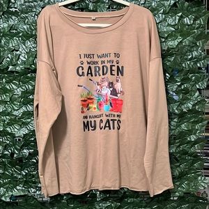 Tan Cat Lover's Long Sleeve Shirt